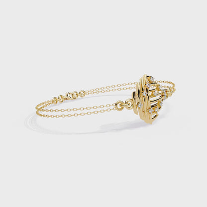 Antique 0.13Ct Round Cut White Colorless Lab Grown Diamond Vintage Dainty Party Wear Cuff Bracelet For Gift