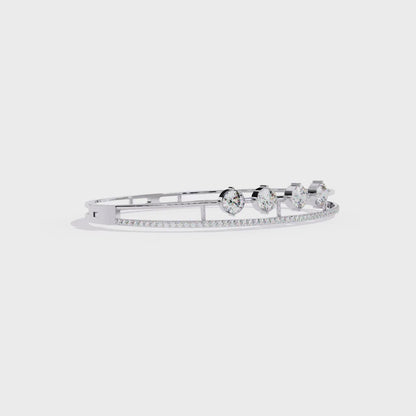 Vintage 2.32Ct Round Cut White Colorless Diamond Prong Set Sparkling Perfect Dainty Party Wear Bangle