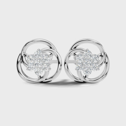 Round Shape Lab Gown & Natural Diamond Affordable Stunning Sparkling Diamond Earrings For Anniversary Gift