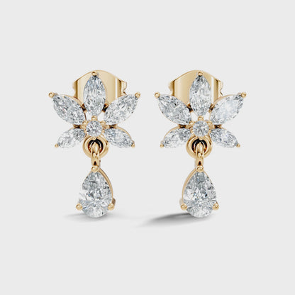 Marquise Cut Lab Grown Diamond Pear Shaped Drop Earring