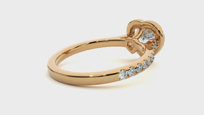 1.33 Carat Heart Cut Lab Grown Diamond 14K Solid Rose Gold and Pave and Side Stones, Custom Jewelry Gift