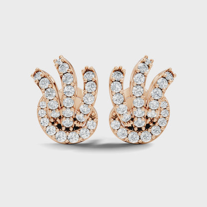 Round Cut Lab Grown Diamond Unique Classic Stud 18k Gold Earring