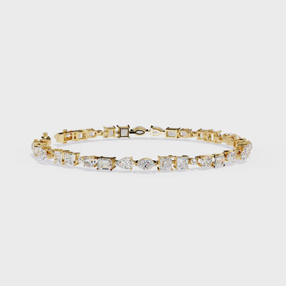 5.74Ct Multi Shape Lab Grown Daimond Unique Perfect Dainty Handcrafted Statement Tennis Bracelet Annivrasry Gift For Her