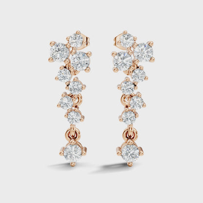Round Cut Lab Grown Diamond Graduated Drop Earring