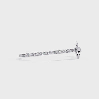 White Colorless Round Cut  Diamond Unique Dainty Cluster Stackable Vintage  Line Bracelet