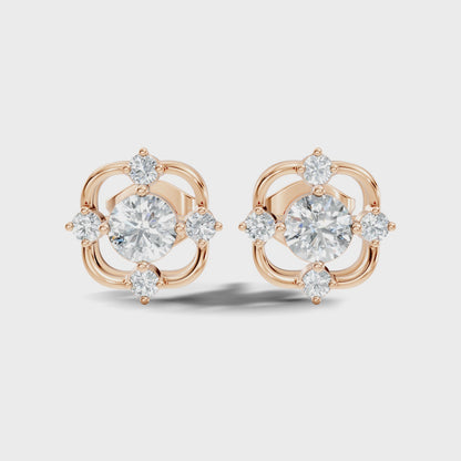 Elegant 14K Yellow Gold Round Cut Labgrown Diamond Stud Earrings For Weddings