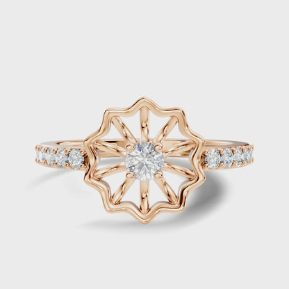 Pear and Round Lab Grown Diamond Flower Statement Ring