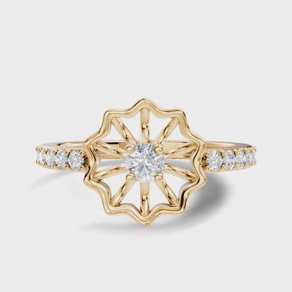 Pear and Round Lab Grown Diamond Flower Statement Ring