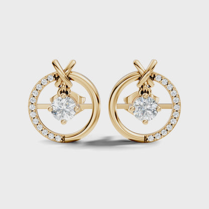 Round Cut Lab Grown Diamond Circle Halo Stud Earring