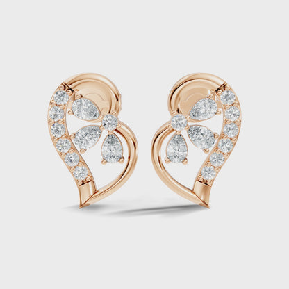 Round and Pear Cut Lab Grown Diamond Unique Classic Stud Earring