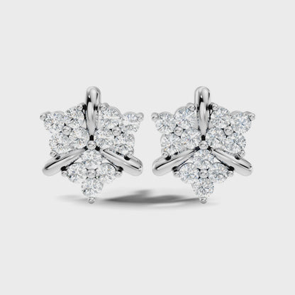 Round Lab Grown Diamond Floral Cluster Hoop Earring