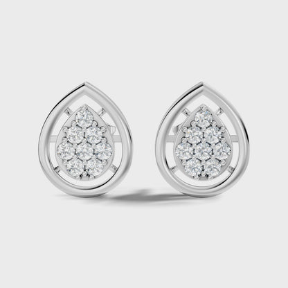 Round Cut Lab Grown Diamond Teardrop Frame Stud Earring