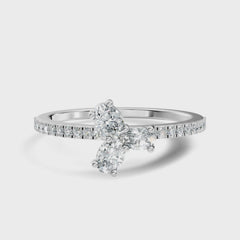 Oval & Pear Cut Lab Grown Three Stone Rose Gold Diamond Ring