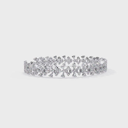 1.59Ct Round Cut Top Grade Diamond Antique Flower Shape Cluster Dainty Bridesmaid Tennis Bracelet Gift For Women's