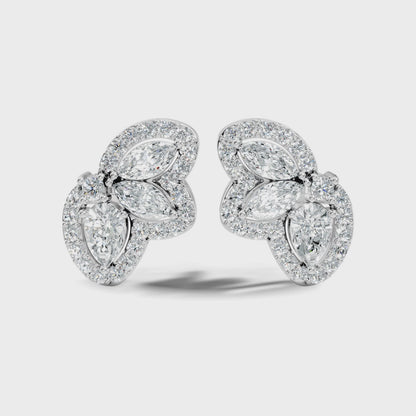 Round, Pear, Marquise Shape 10k Solid White Gold Natural & Lab Grown Diamond Shinning Elegance Earrings Anniversary Gift for Women