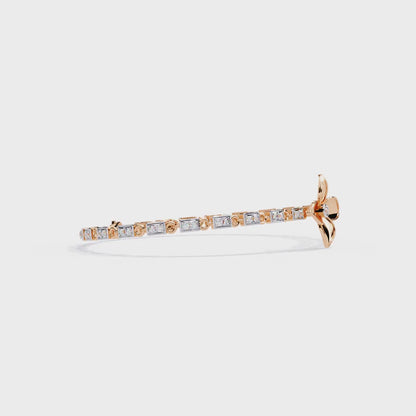 White Colorless Round Cut  Diamond Unique Dainty Cluster Stackable Vintage  Line Bracelet