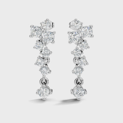 Round Cut Lab Grown Diamond Graduated Drop Earring