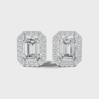 Emerald cut lab grown diamond earrings for everyday wear