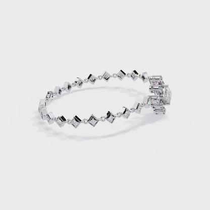 1.70Ct Princess And Round Cut Top Grade Diamond Halo Style Dainty Elegant Handcrafted Tennis Bracelet For Her
