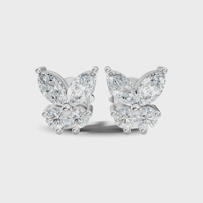 Marquise Cut Lab Grown Butterfly Shape Stud Diamond Earring