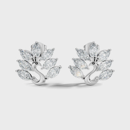 Marquise Cut Lab Grown Diamond swan Stud Earring