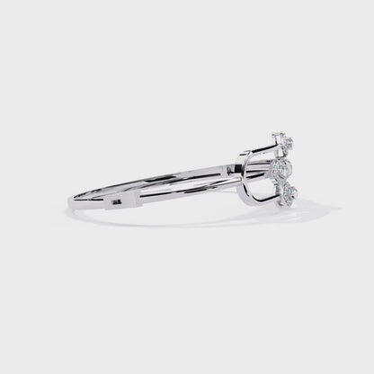 Vintage Pear And Round Cut High Quality Diamond Antique Statement Halo Style  Perfect Bangle For Her