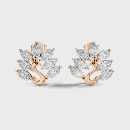 Marquise Cut Lab Grown Diamond swan Stud Earring
