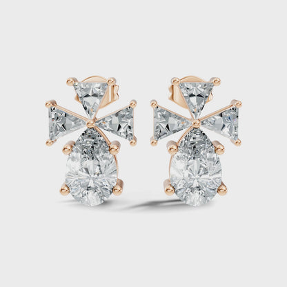 Triangle & Pear Lab Grown Diamond Vinatge Stud Earring