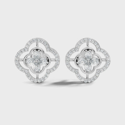 Round and Pear Cut Lab Grown Vintage Stud Diamond Earring