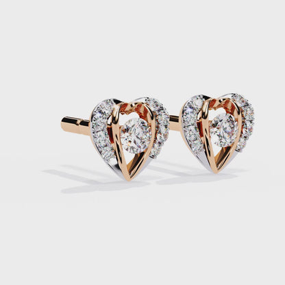 Heart Shape Round Cut Top Grade Diamond Vintage Delicate Antique Handmade Screw Back Stud Earring For Women's