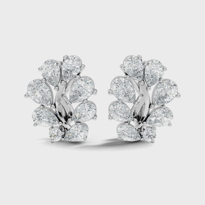 Pear Cut Lab Grown Diamond 14k Rose Gold Cluster Stud Earring