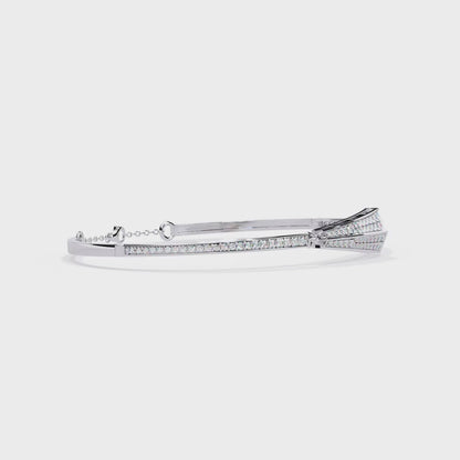 Round Cut Diamond 14k Solid Yellow Gold Unique  Art Deco Perfect Dainty Party Wear Bangle For Her