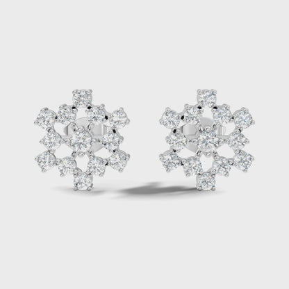 Round Shape Lab Grown Prong Set Diamond White Gold Stud Earring