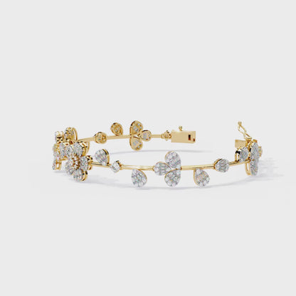 2.36Ct Baguette And Round Cut Diamond Elegant Minimalist Custom Stacking Tennis Party Wear Bracelet