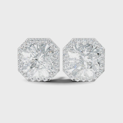 Radiant Square & Round Shape 4.02 Ct  Lab Grown Diamond 14k Solid Gold Stunning New Classic Studs Diamond Earrings For Her Gift