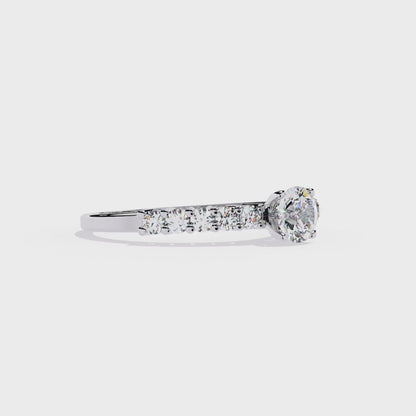 Round Cut  High Quality Lab Grown Diamond Half Eternity Elegant Accented Proposer Ring For Her