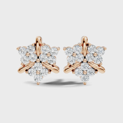 Round Lab Grown Diamond Floral Cluster Hoop Earring