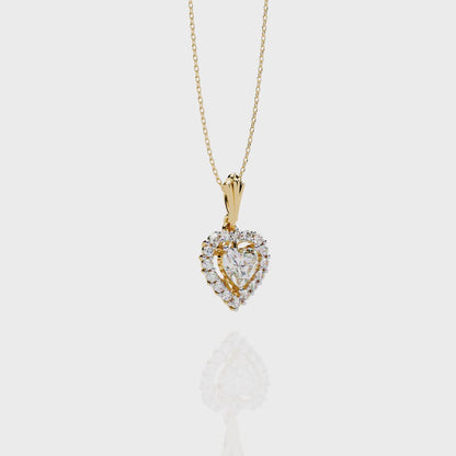 Heart Cut Lab Grown Diamond Halo Pendant