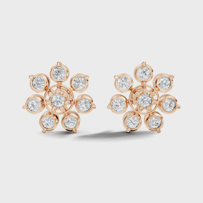 Stunning 2.64 Ct Round Diamond Earrings In 14K Solid Yellow Gold Gift Idea For Her