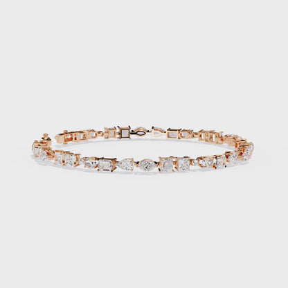 5.74Ct Multi Shape Lab Grown Daimond Unique Perfect Dainty Handcrafted Statement Tennis Bracelet Annivrasry Gift For Her