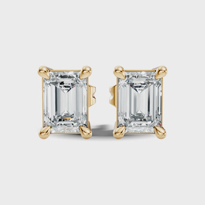 0.92 CT Emerald Cut Lab Grown Diamond Stud Earring