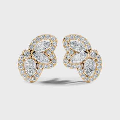 Round, Pear, Marquise Shape 10k Solid White Gold Natural & Lab Grown Diamond Shinning Elegance Earrings Anniversary Gift for Women