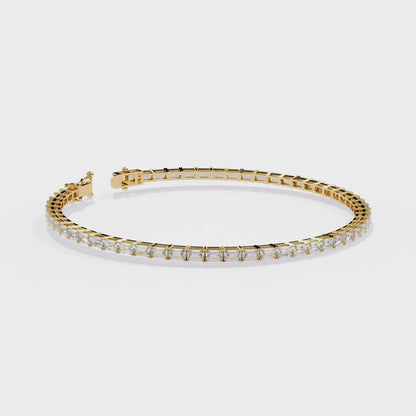 3.53Ct Emerald Cut Top Grade Lab Grown Diamond Unique Art Deco Dainty Engagement Tennis Bracelet Gift For Her