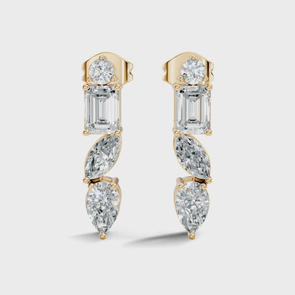 Multi Shaped Lab Grown Diamond Drop Earring