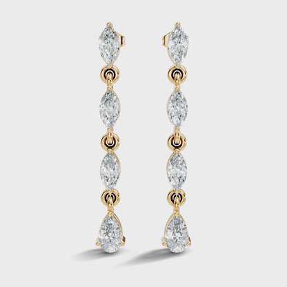 Marquise and Pear Cut Lab Grown Diamond Linear Drop Earring