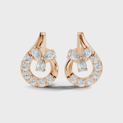 1.13 Ct Round And Pear Shape Lab Grown 7 Natural Diamond Ethically Unique Shape Earrings For Girl