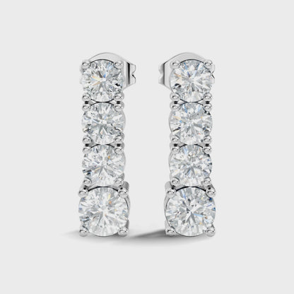 Round Shape Lab Grown Diamond Unique Drop Earring