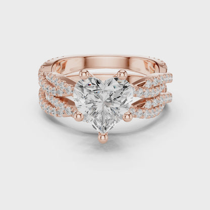 14 KT Solid White Gold Engagement Ring With Heart Cut Labgrown Diamond Perfect Gift For Valentine day