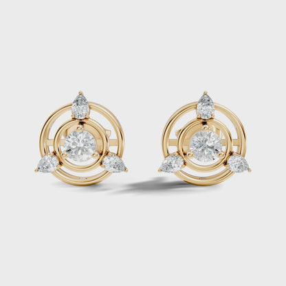 Round Center Lab Grown Diamond Circle Frame Stud Earring