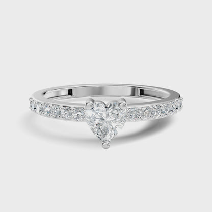 Heart and Round Lab Grown Diamond Prong Set Dainty Engagement Ring
